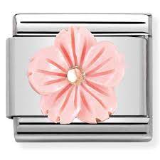 NOMINATION Gold Flower in ROSE CORAL charm 430510-03
