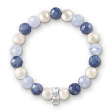 Thomas Sabo Silver Chalcedony Dumortierite Pearl Bracelet X0210-772-7-L15.5