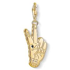 Thomas Sabo Gold Plated Cubic Zirconia Enamel Girl Power Hand Charm 1749-565-7