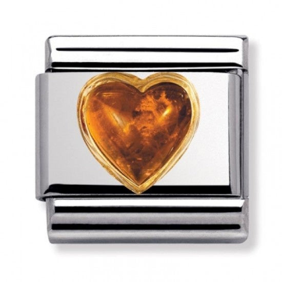 Nomination Gold Amber Hearts Charm 030501-01