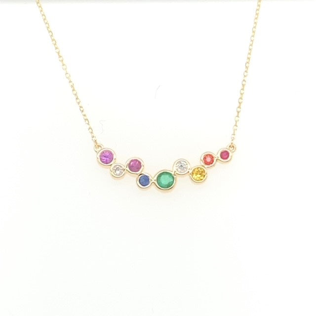 9ct Multi Gem & Diamond Necklace DP941
