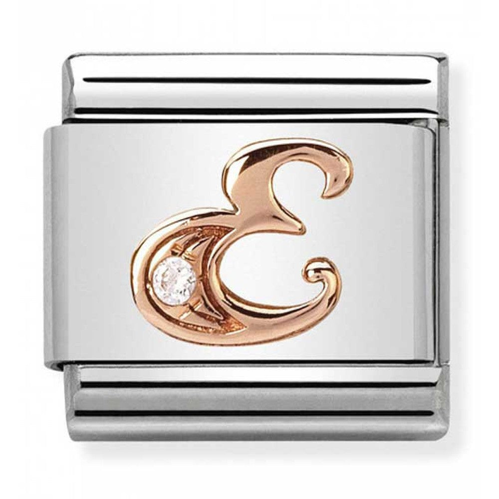 NOMINATION Gold CZ Letter E Charm 430310-05