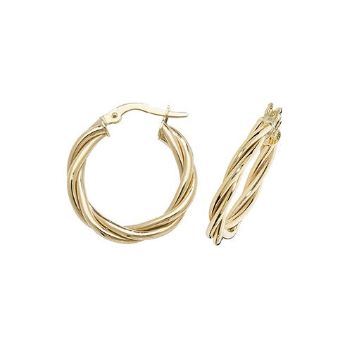 9ct Yellow Gold 15mm Hoop Earrings