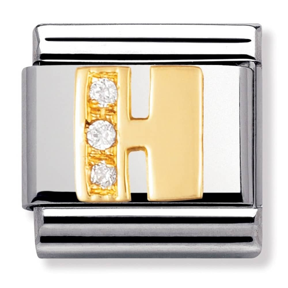 NOMINATION Gold CZ Letter H Charm 030301-08