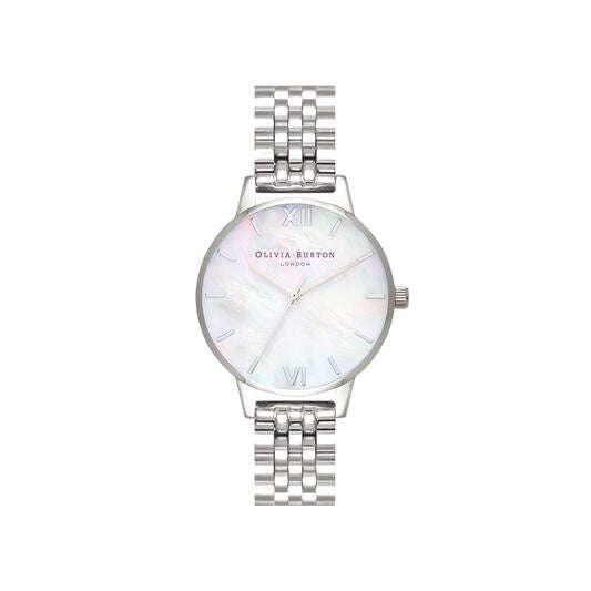 Olivia Burton Mother Of Pearl White Bracelet, Silver OB16MOP02