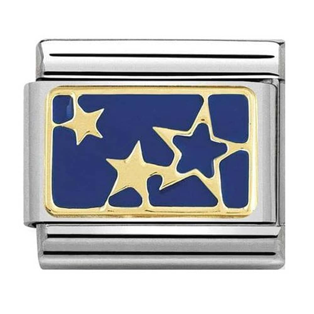 NOMINATION Enamel Gold Stars Blue Plate Charm 030284-44