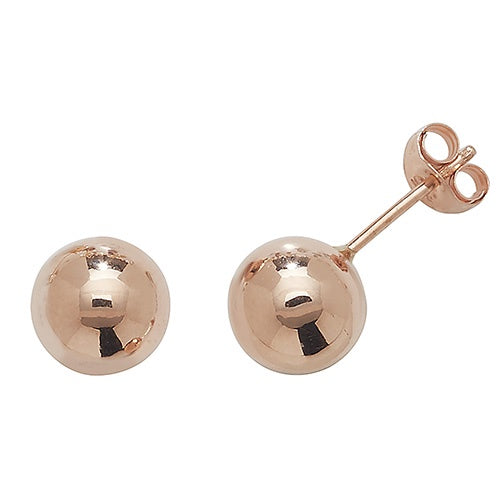 9ct Rose Gold 7mm Ball Stud Earrings