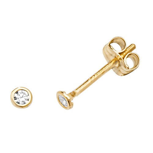 9ct Yellow Gold Round CZ Stud Earrings ES586