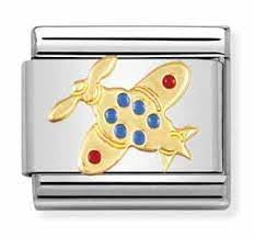 NOMINATION Enamel Gold Aeroplane Charm 030210-06