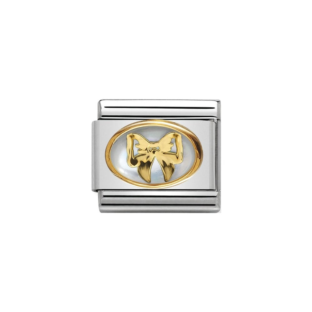 NOMINATION CLASSIC Gold Stone Double White Bow Charm 030517/01