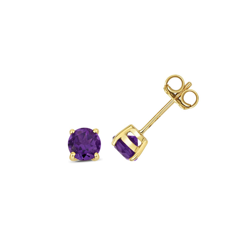 9ct Gold Amethyst Stud Earrings