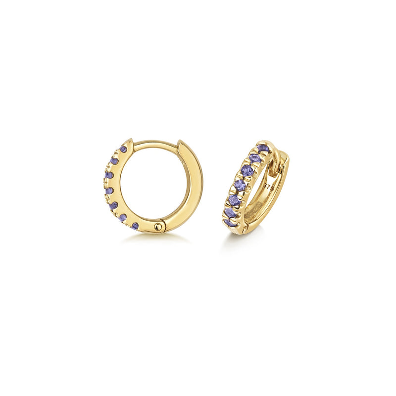 9ct Gold Huggy Earrings - Iolite