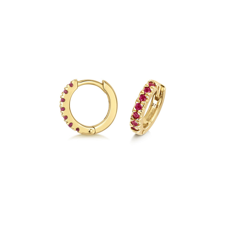 9ct Gold Ruby Huggy Earrings