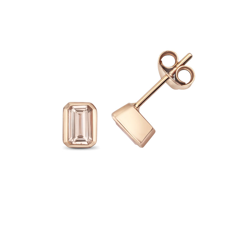 9ct Rose Gold Morganite Stud Earrings