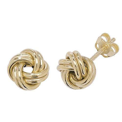 9ct Yellow Gold Double Knot Stud Earrings
