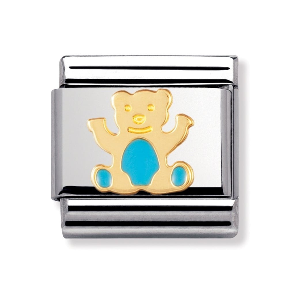 NOMINATION Charm EARTH ANIMALS Enamel 18k Gold Light blue bear