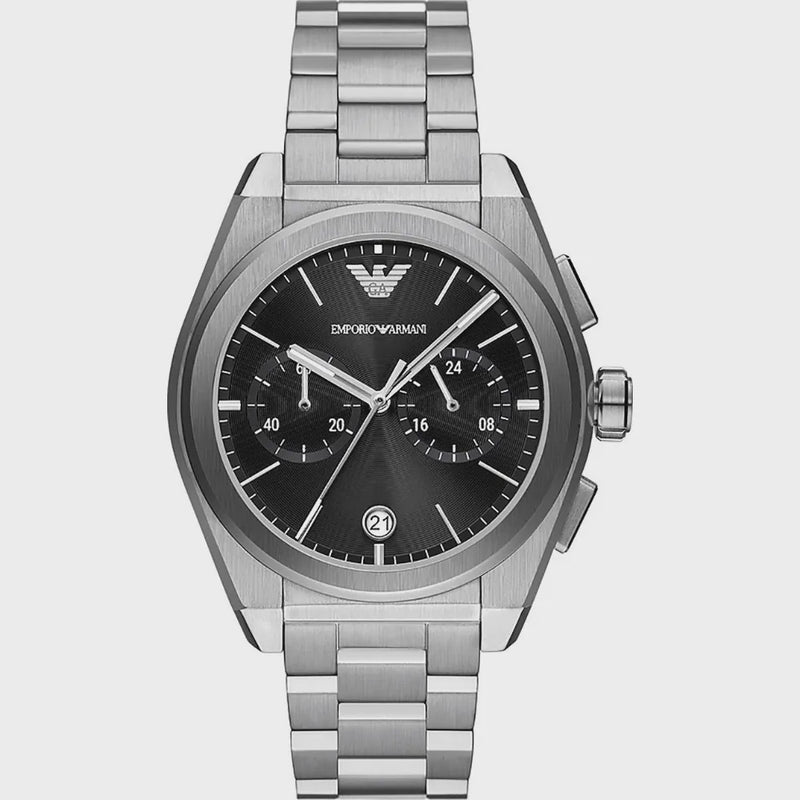 Emporio Armani Stainless Steel Watch with Black Chronograph Dial AR11560