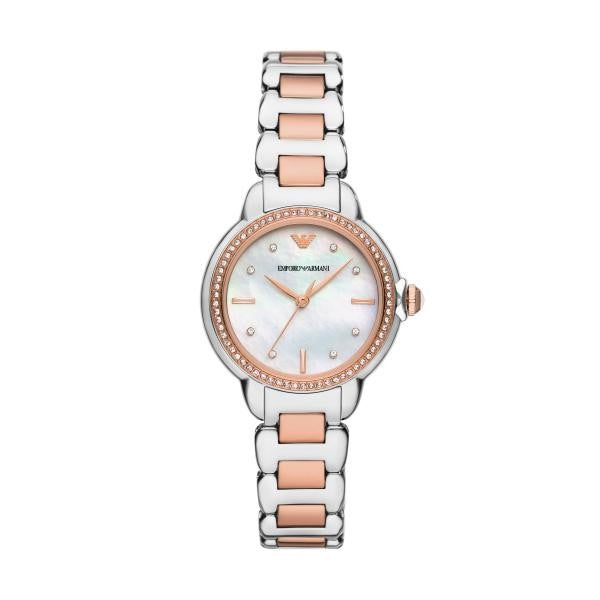 Emporio Armani Two Tone Watch with Mother of Pearl Dial AR11569