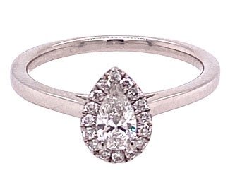 Platinum Diamond Pear Shaped Ring