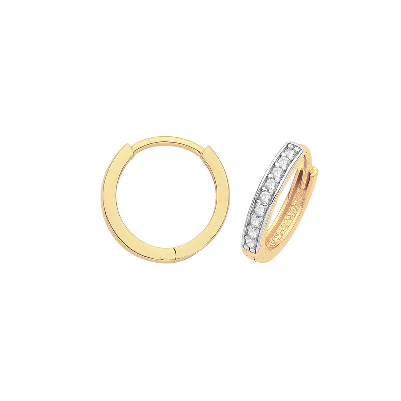 9ct Gold CZ Hoop Earrings