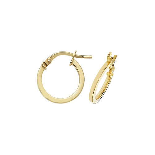 9ct Yellow Gold Plain 10mm Hoop Earrings ER1007-10