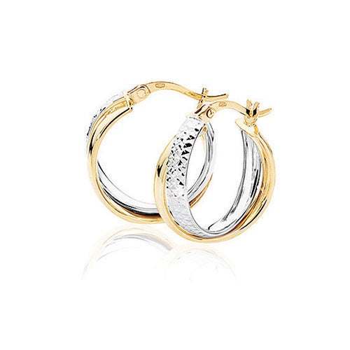 9ct 2tone Gold Hoop Earrings