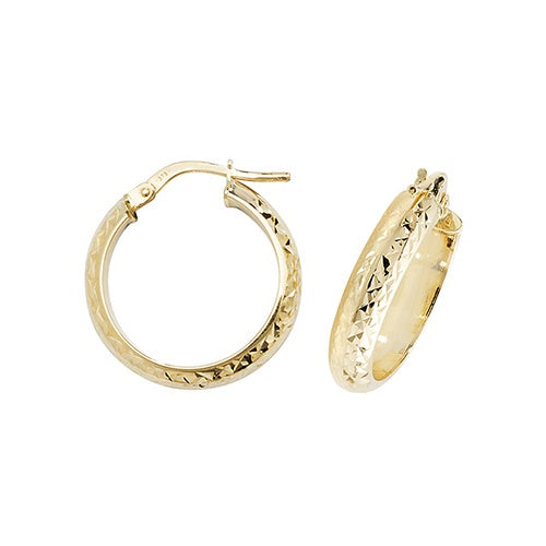 9ct Gold 15mm D/C Earrings