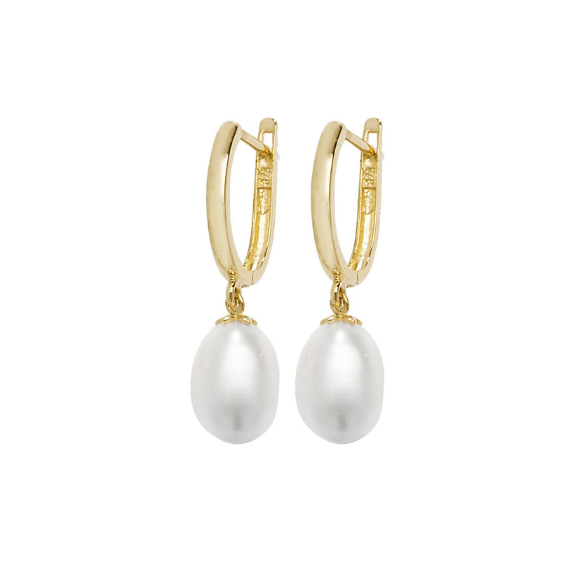 9CT YELLOW GOLD PEARL DROP EARRINGS