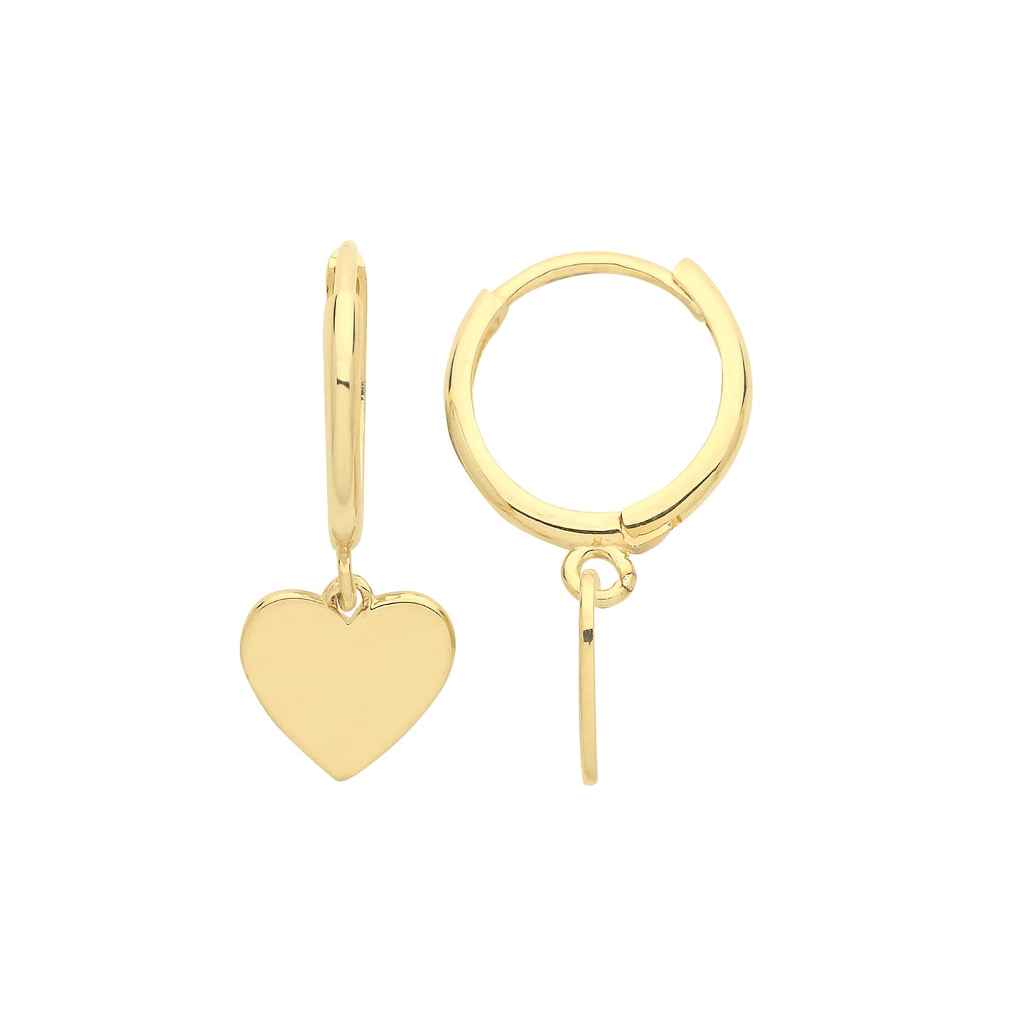 9ct Gold Heart Drop Earrings