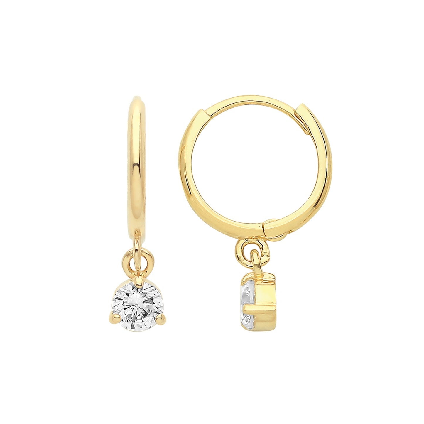 9ct Gold White CZ Drop Earring