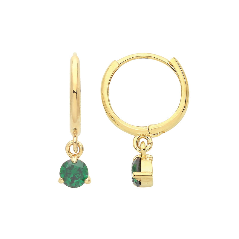 9ct Gold Green CZ Drop Earring