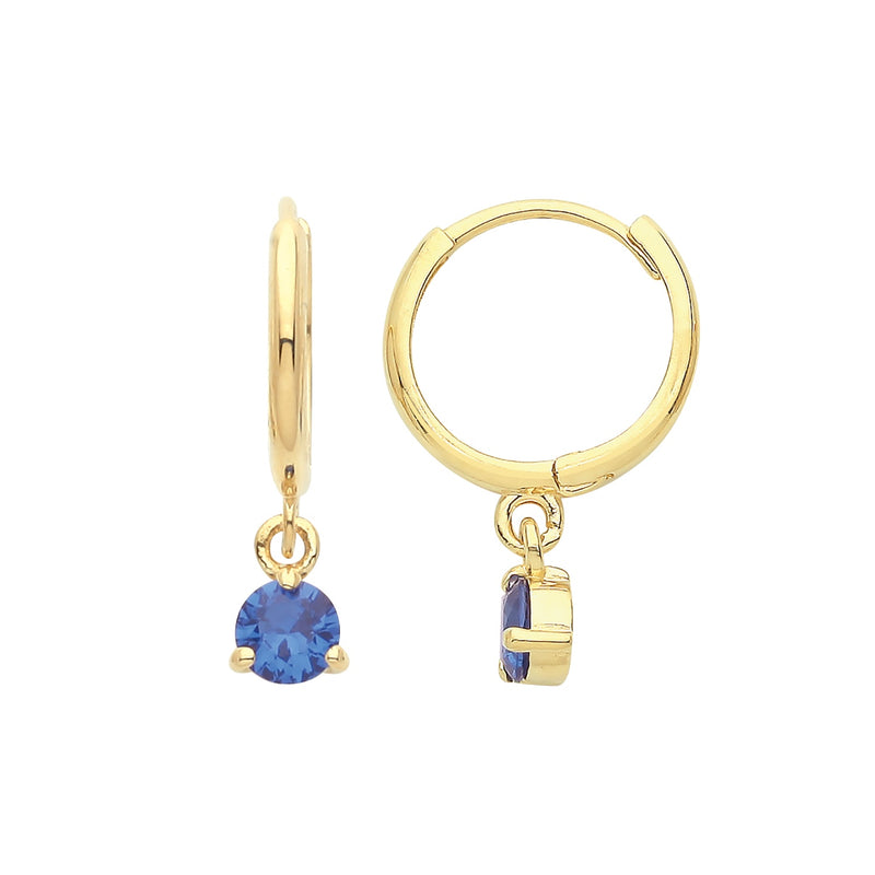 9ct Gold Blue CZ Drop Earring