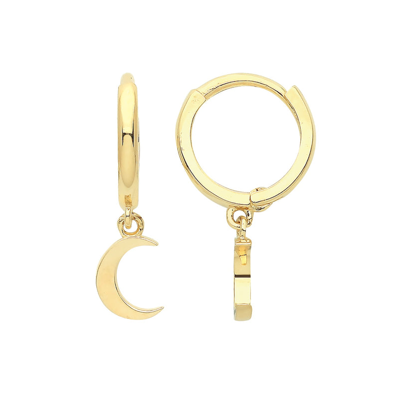 9ct Gold Plain Moon Drop Earrings