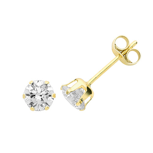 9ct Gold CZ Stud Claw Earrings