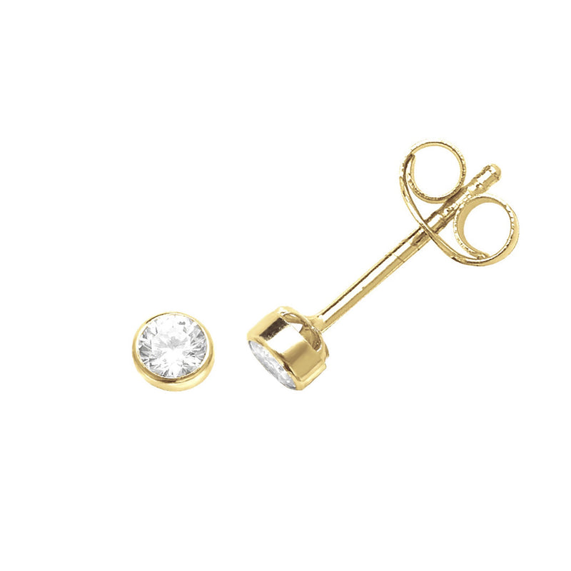 9ct Gold Cubic Zirconia Rubover Stud Earrings