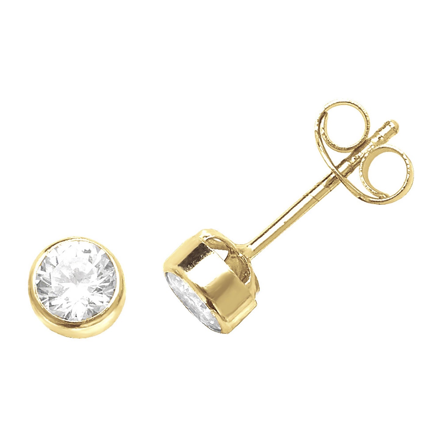 9ct Yellow Gold Cubic Zirconia Rubover Stud Earrings