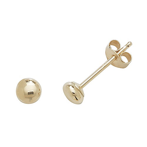 9ct Gold 3mm Button Stud Earrings ES404