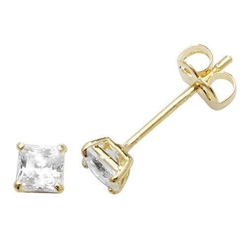 9ct Gold Square CZ Stud Earrings ES466
