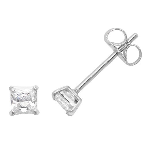 9ct White Gold Square CZ Stud Earrings ES466W
