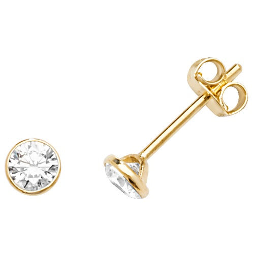 9ct Gold round CZ Stud Earrings ES588