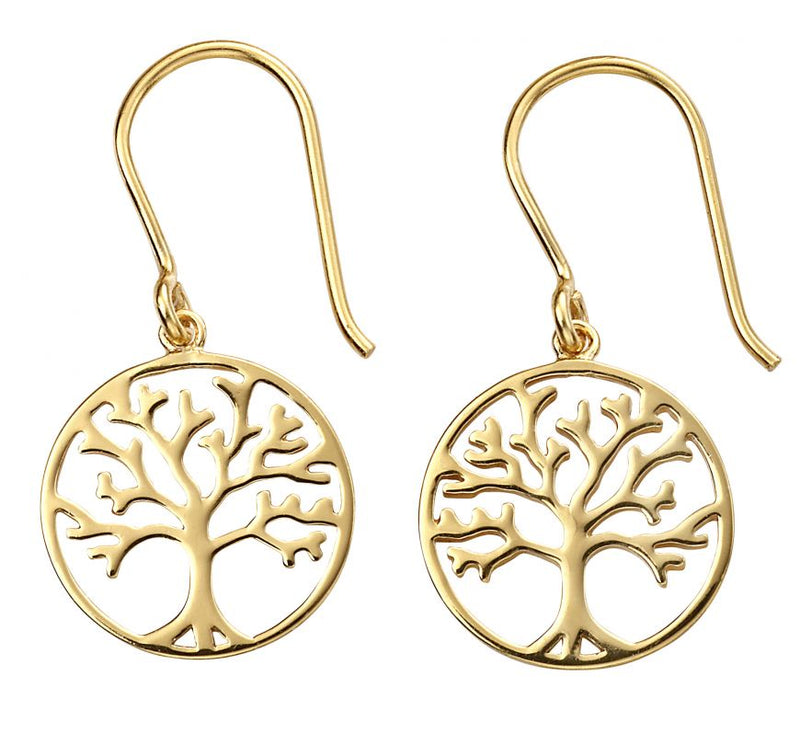 Gold Plated tree of Life Drop Earrings