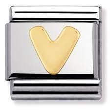 NOMINATION Gold Letter V Charm 030101-22