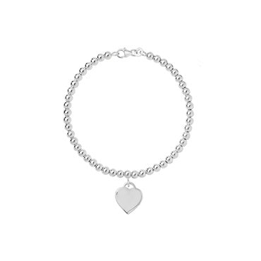 Silver Beaded Bracelet Heart SBR125C