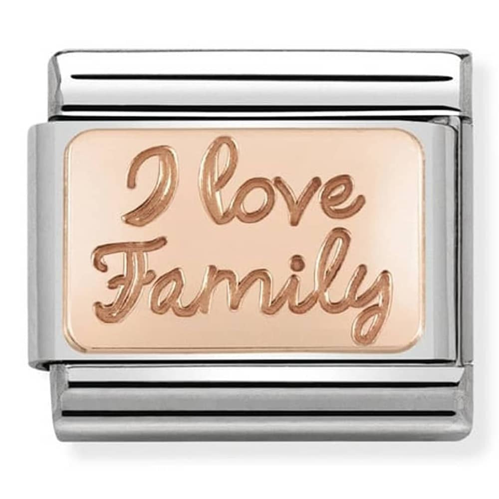 NOMINATION Rose Gold I Love Family Plate Charm 430101-41