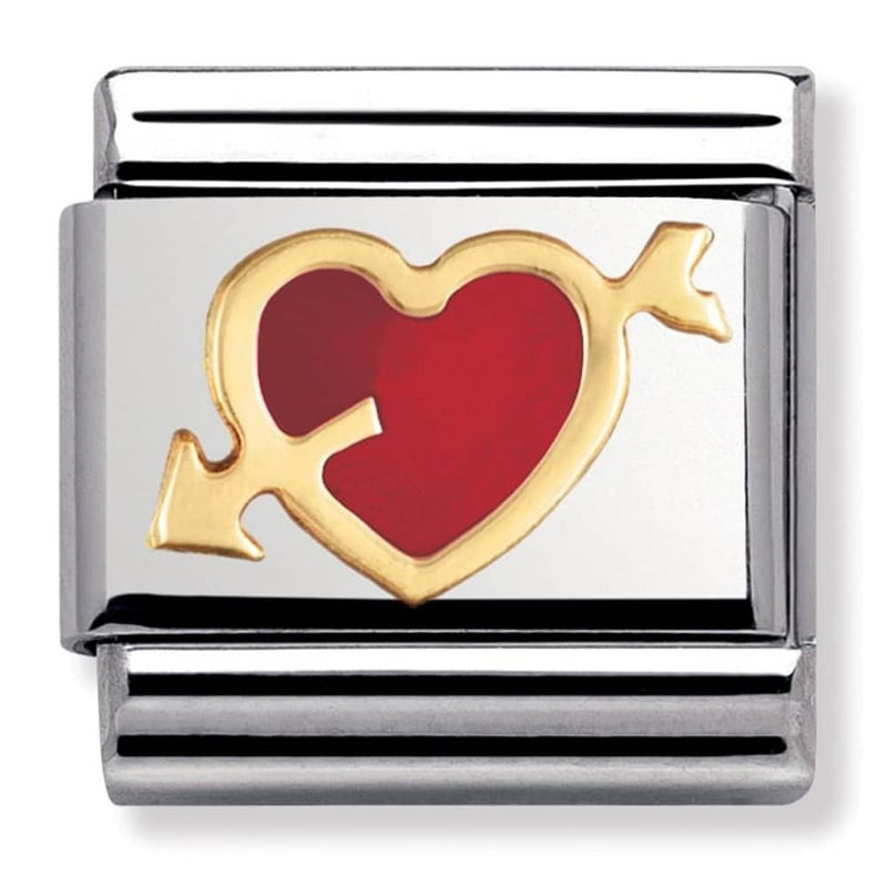 Nomination Gold Red Heart Arrow Charm 030207-12