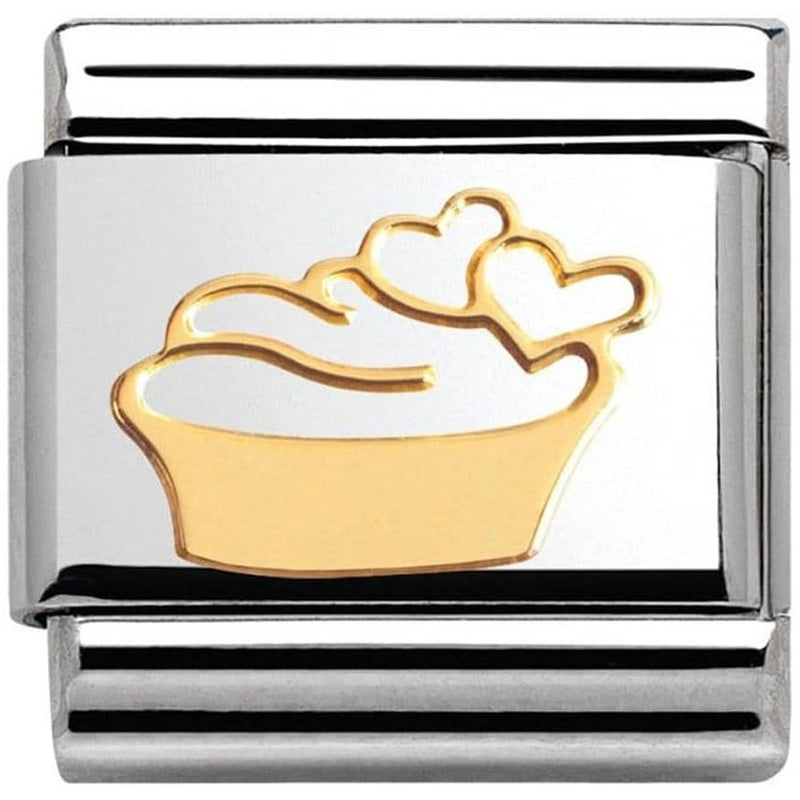 Nomination Ladies Composable Classic 18K Gold Muffin With Hearts Charm 030162/02