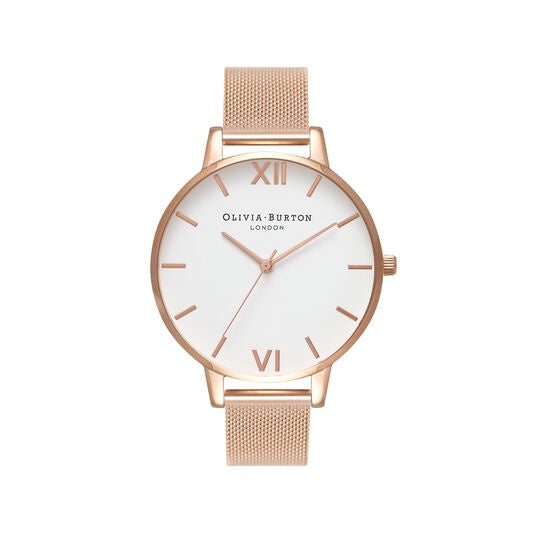 Olivia Burton Big Dial Rose Gold Mesh Watch OB15BD79