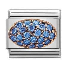 NOMINATION CZ Gold Light Blue Dome Charm 430314-03
