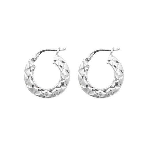 Silver 10mm Diamond Cut Hoop Earrings G51071-10