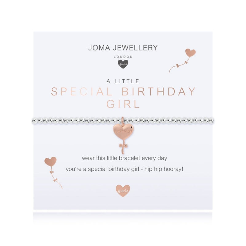 JOMA JEWELLERY Childrens A Little Special Birthday Girl Silver And Rose Gold 15.5cm Stretch Bracelet C502